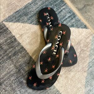 Coach Black and Pink Star Sandals